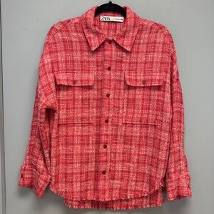 Zara Woven Checkered Over Shirt XS